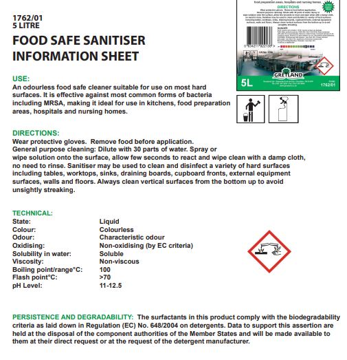 Food Safe Sanitiser 5ltr