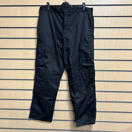 40" Regular Combat Trouser Black - 245Gsm - Velcro Pockets - Cleaning Products UK