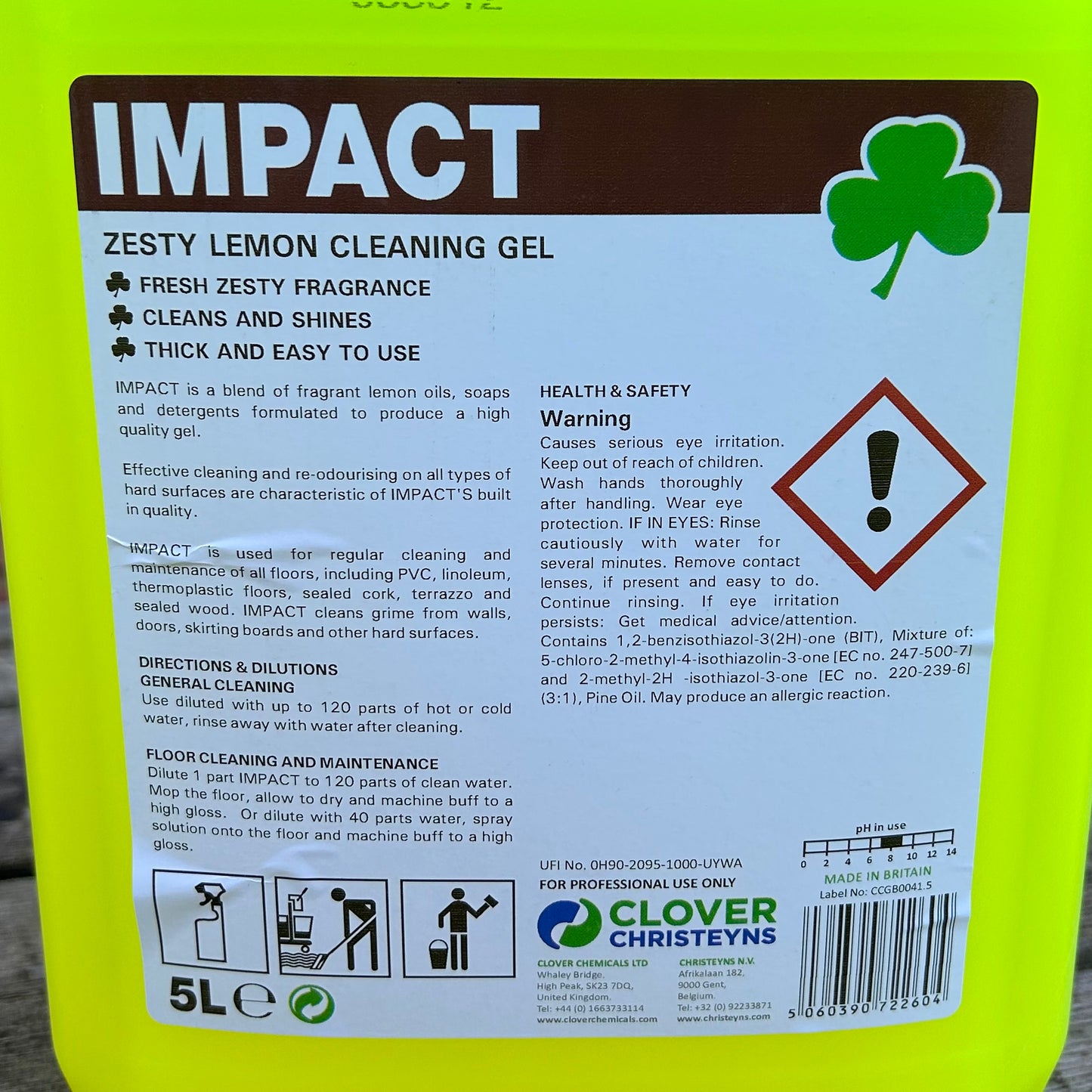 IMPACT Zesty Lemon Cleaning Gel 5ltr