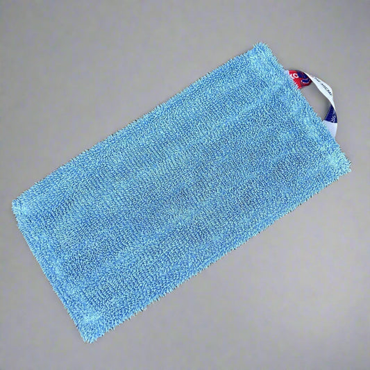 A blue contico flat mop head on display