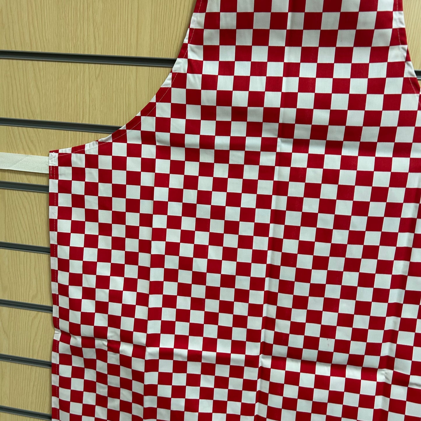 Red & White Check Chef Bib Apron | Professional Catering Kitchen Wear