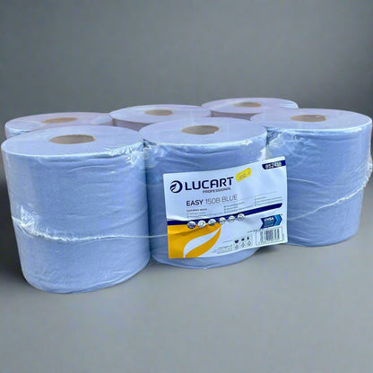 Blue Centrefeed Roll 150m Pack of 6 Rolls - Lucart EASY 150B - Cleaning Products UK