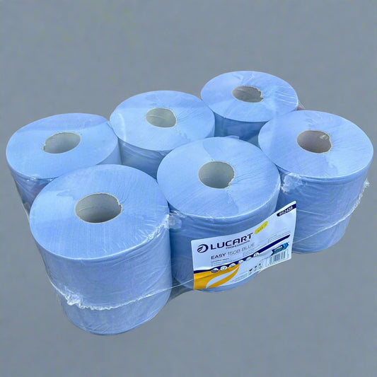 Blue Centrefeed Roll 150m Pack of 6 Rolls - Lucart EASY 150B - Cleaning Products UK