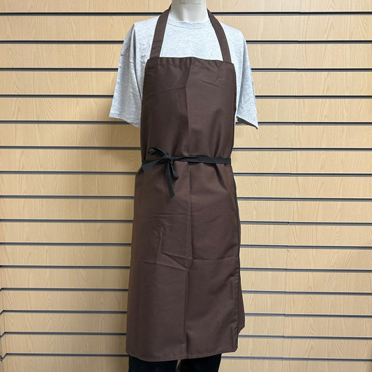 Brown Bib Apron with Black Ties – FAITHFUL Brand (One Size) - Cleaning Products UK