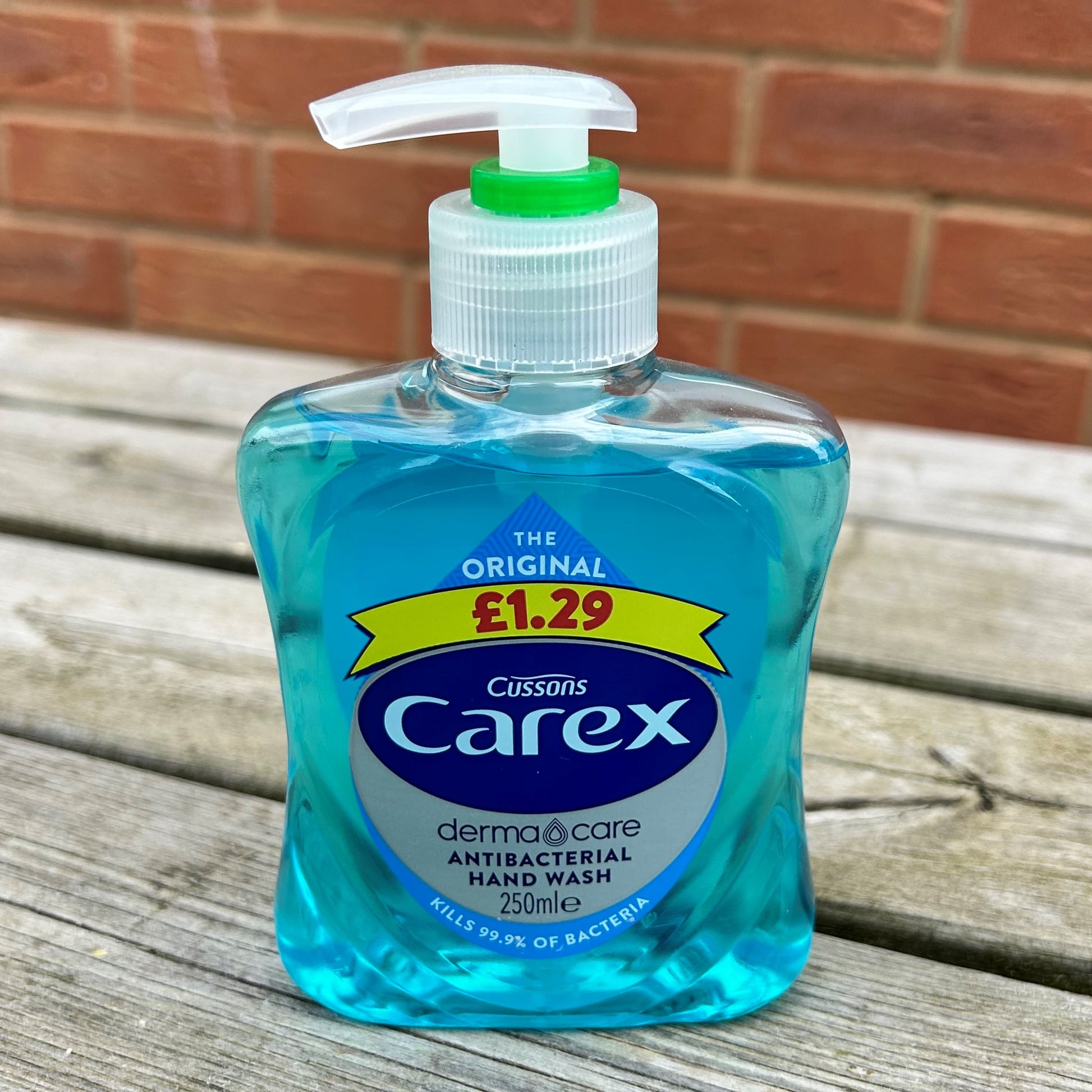 Carex liquid soap in a 250ml pump action container