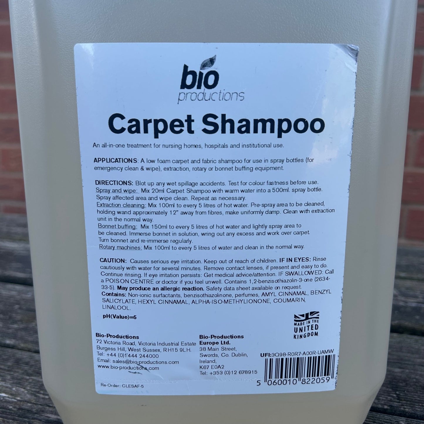 Carpet Shampoo 5ltr - Cleaning Products UK