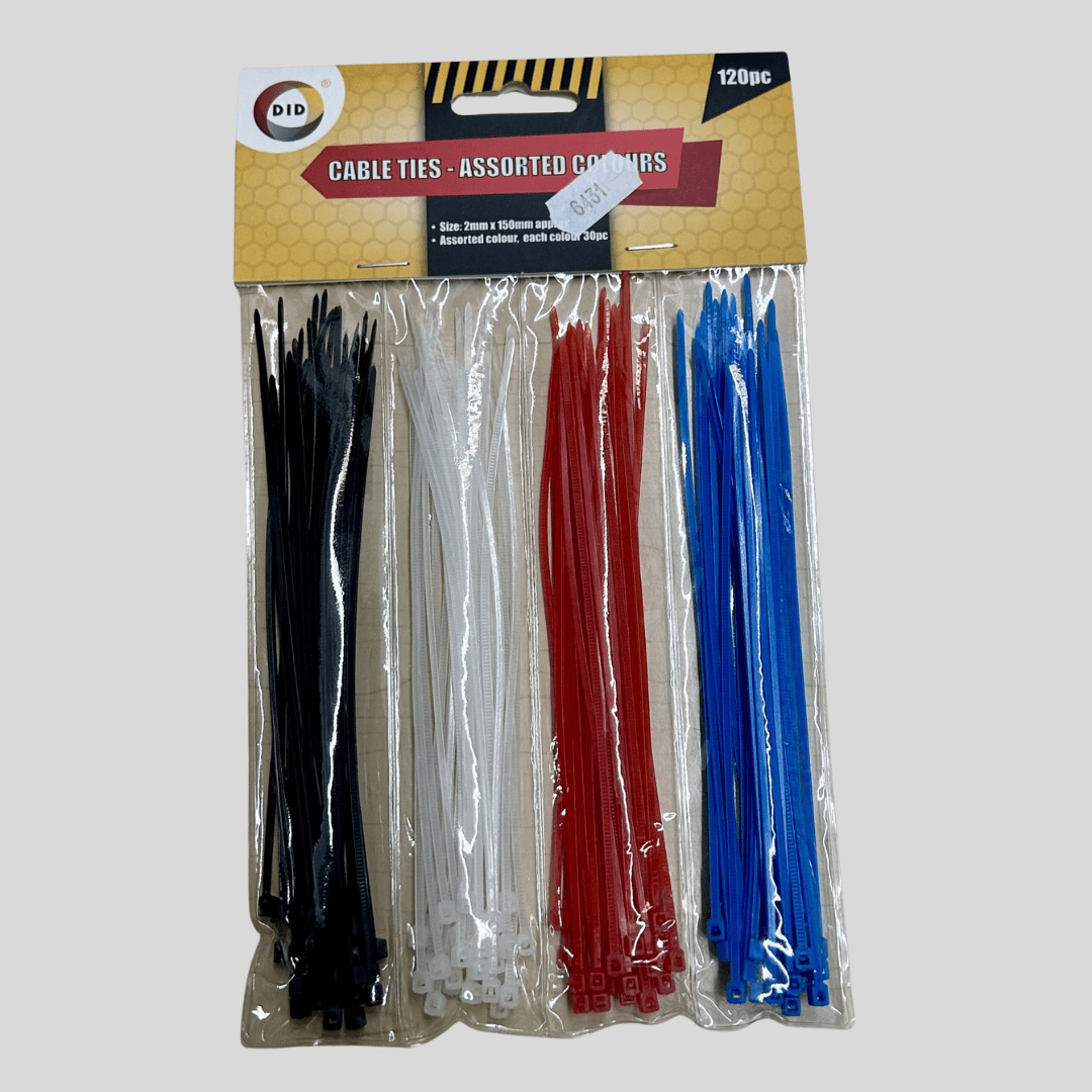 DID 120pc Cable Ties – Assorted Colours (150mm) - Cleaning Products UK