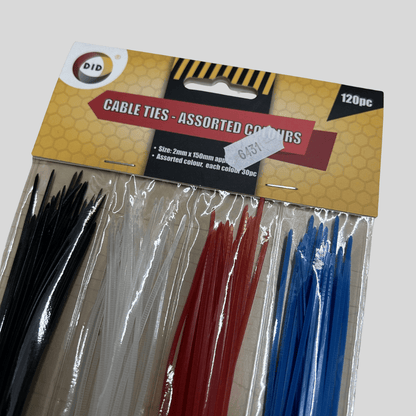 DID 120pc Cable Ties – Assorted Colours (150mm) - Cleaning Products UK