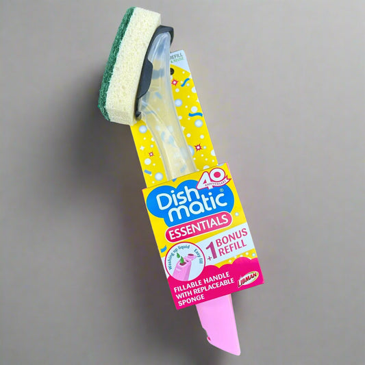 A washing up sponge on a refillable handle 