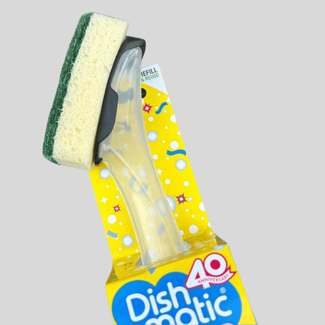 Dishmatic Washing Up Sponge – Fillable Handle with 1 Bonus Refill - Cleaning Products UK