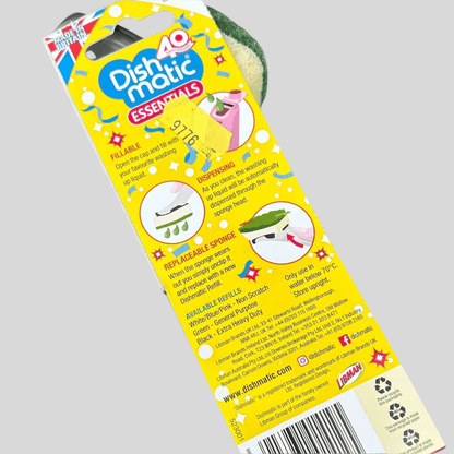 Dishmatic Washing Up Sponge – Fillable Handle with 1 Bonus Refill - Cleaning Products UK