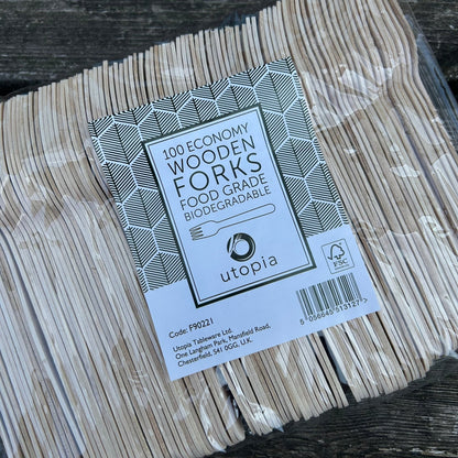 Disposable Forks – Pack of 100 | Eco - Friendly Cutlery - Cleaning Products UK