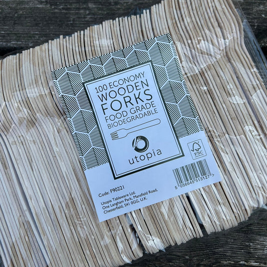 Disposable Forks – Pack of 100 | Eco - Friendly Cutlery - Cleaning Products UK