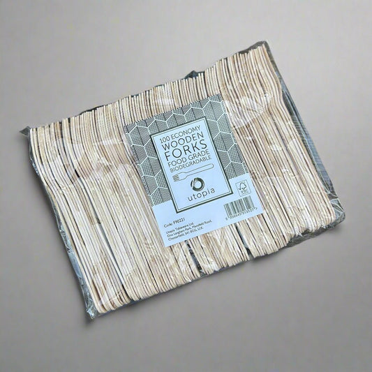 Disposable Forks – Pack of 100 | Eco - Friendly Cutlery - Cleaning Products UK