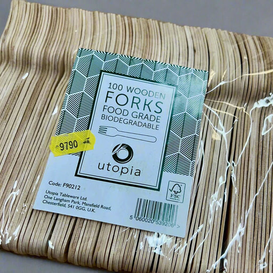 Disposable Forks – Pack of 100 | Eco - Friendly Cutlery - Cleaning Products UK