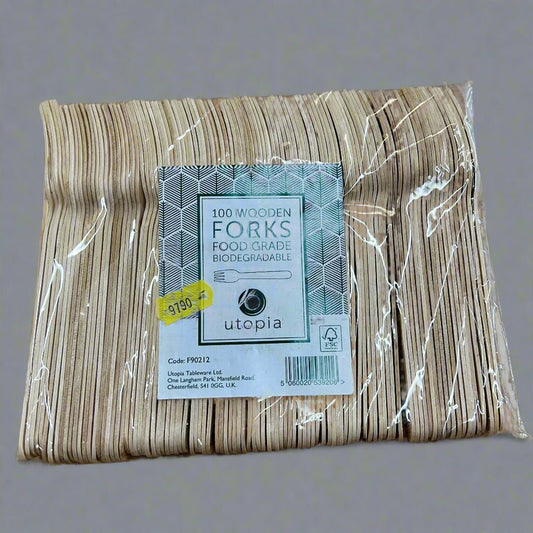 Disposable Forks – Pack of 100 | Eco - Friendly Cutlery - Cleaning Products UK