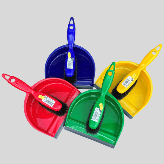Dustpan & Brush Set – Available in Blue, Green, Red or Yellow - Cleaning Products UK