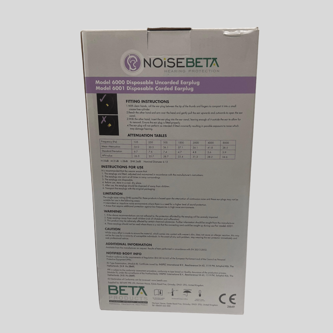 Foam Earplugs Box 200 Pairs - Cleaning Products UK