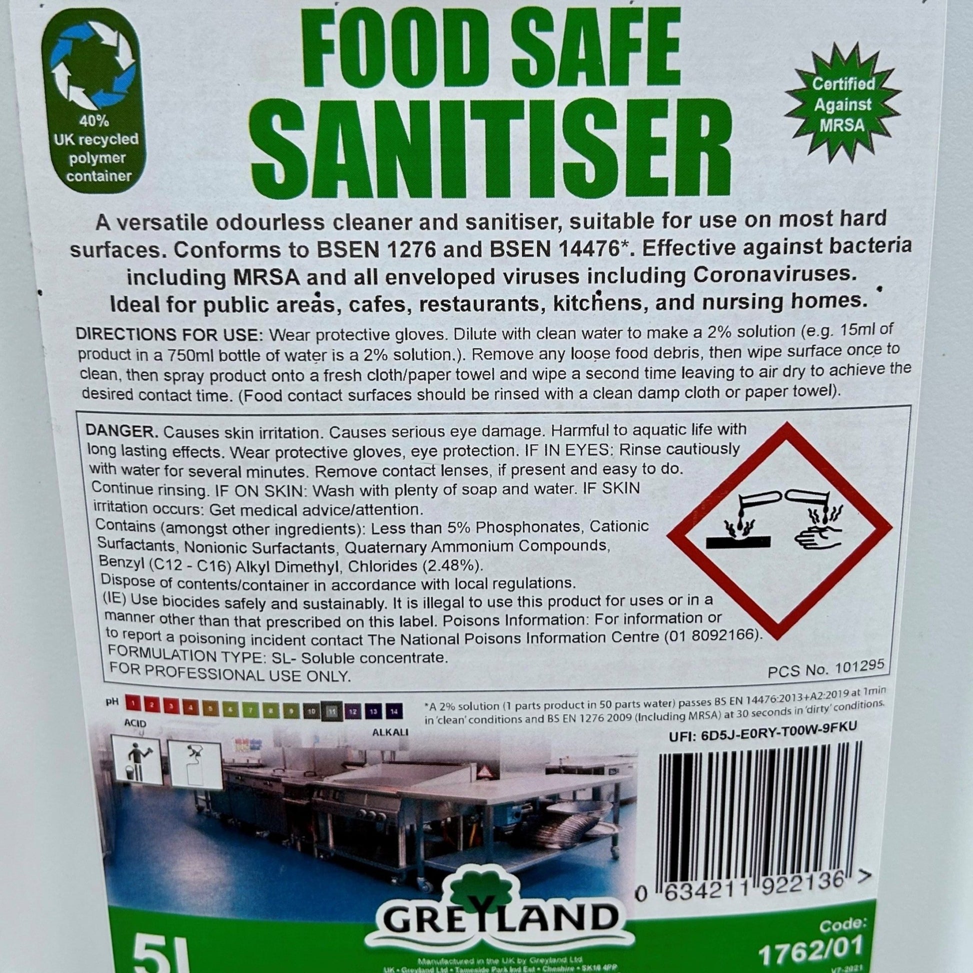 Food Safe Sanitiser 5ltr - Cleaning Products UK