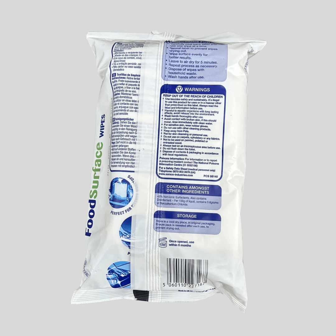 Green Shield Anti - Bacterial Food Surface Wipes – Pack of 70 - Cleaning Products UK