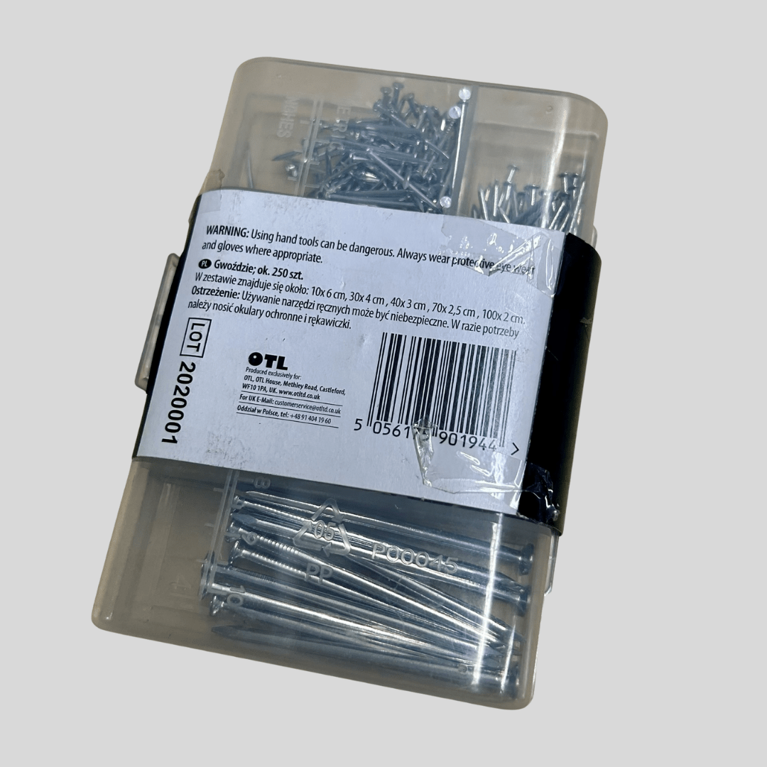 Handy Home Nail Set – 250 Piece Assorted DIY Nails Kit - Cleaning Products UK