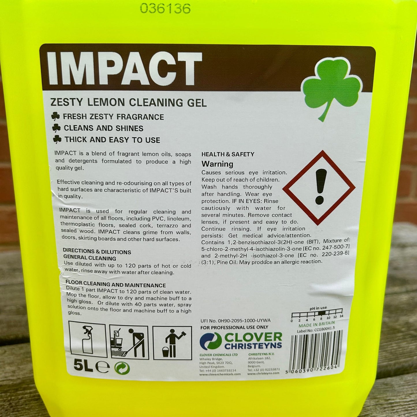 IMPACT Zesty Lemon Cleaning Gel 5ltr - Cleaning Products UK