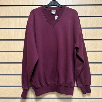 Large Bugundy Vneck Sweatshirt Jerzees 272 - Cleaning Products UK