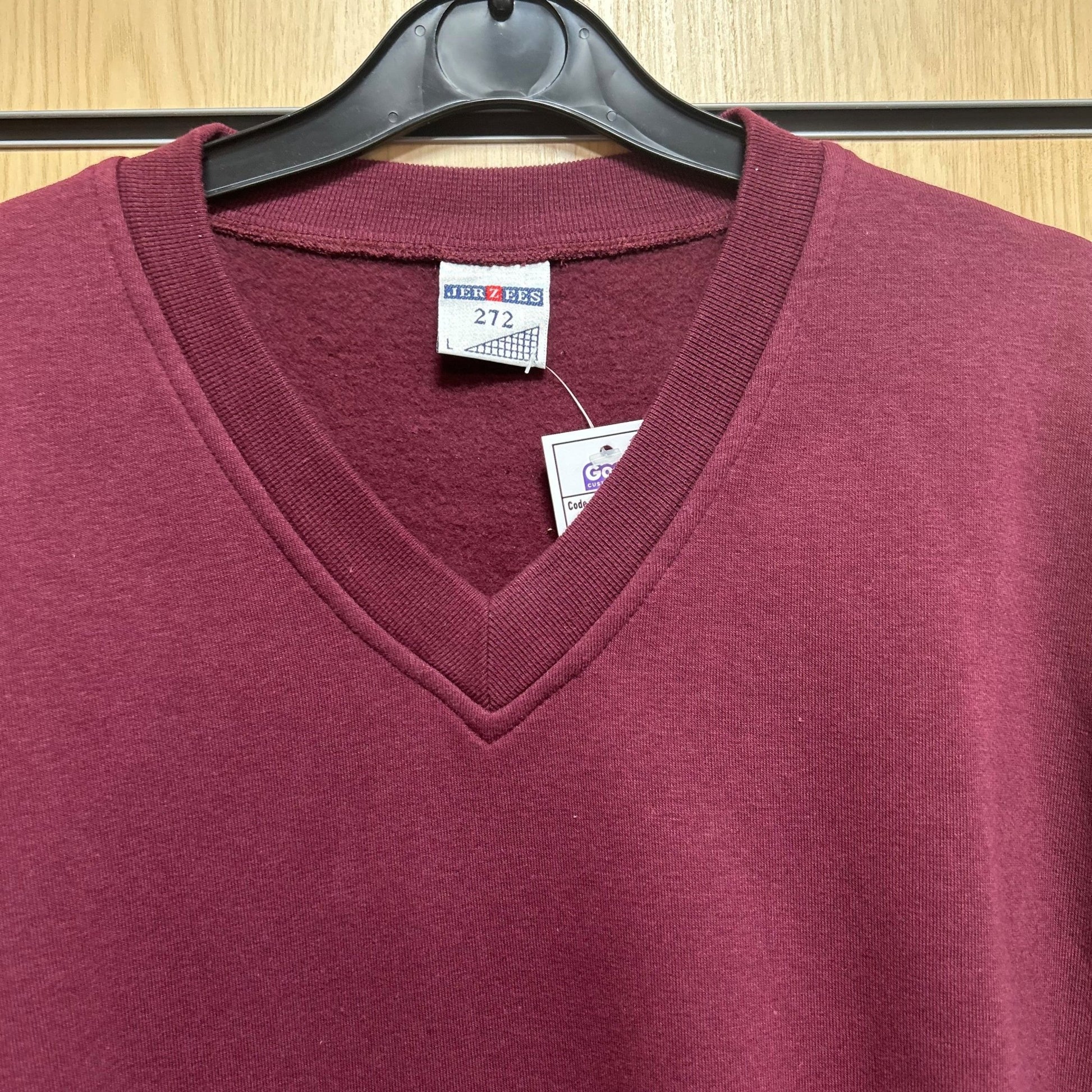 Large Bugundy Vneck Sweatshirt Jerzees 272 - Cleaning Products UK