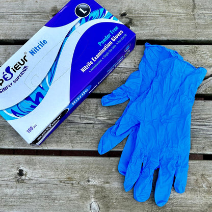 Large Nitrile Gloves "SUPERIEUR" Pk 100 - Cleaning Products UK