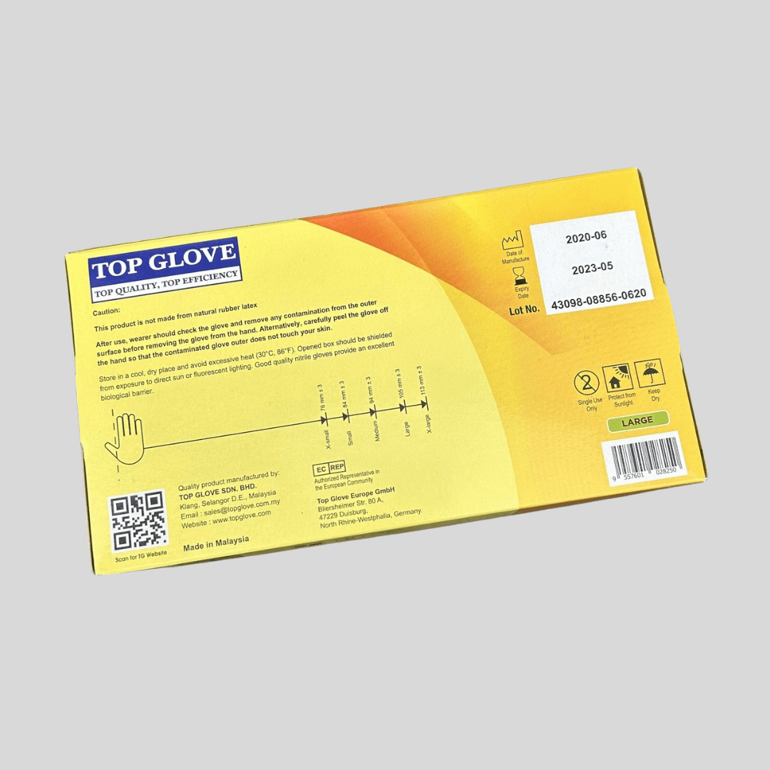 Large Nitrile Gloves "TOPGLOVE" PK 100 - Cleaning Products UK