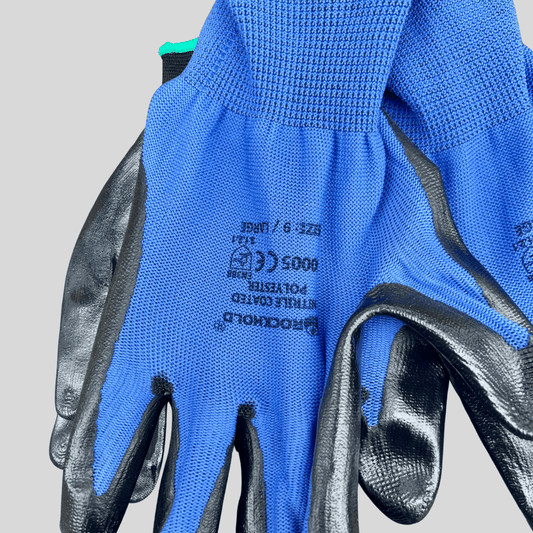 LARGE Rochold Nitrotouch Blue Nylon/Nitrile Gloves - PAIR - Cleaning Products UK