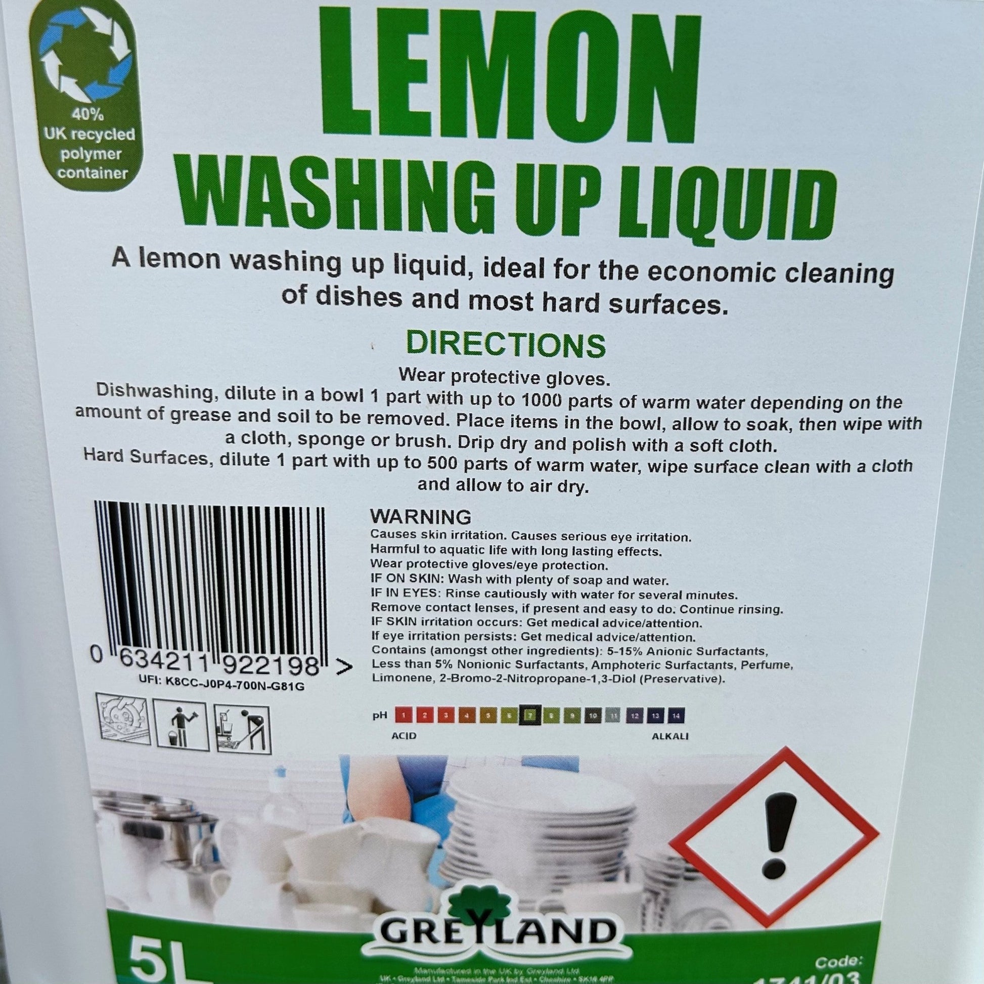 Lemon Washing Up Liquid 5ltr - Cleaning Products UK