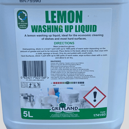 Lemon Washing Up Liquid 5ltr - Cleaning Products UK