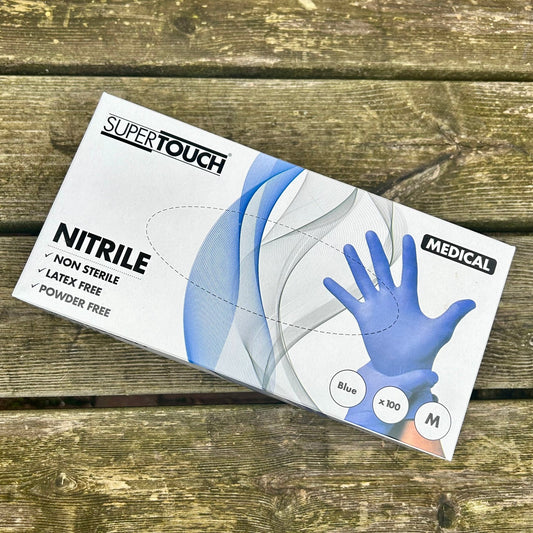 Medium Blue Nitrile Gloves - Box 100 - Cleaning Products UK