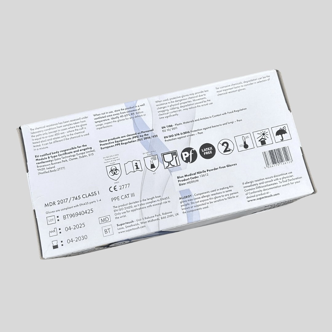 Medium Blue Nitrile Gloves - Box 100 - Cleaning Products UK