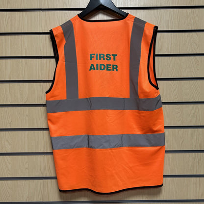 Medium Hi - Vis Orange “First Aider” Safety Vest - Cleaning Products UK