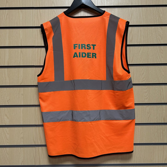 Medium Hi - Vis Orange “First Aider” Safety Vest - Cleaning Products UK