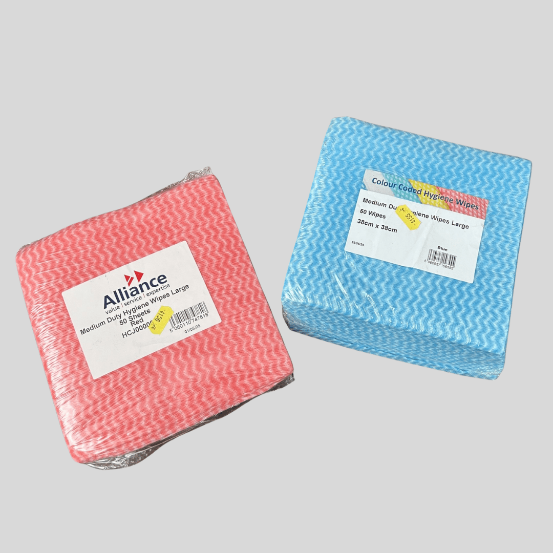 Medium Weight J - Cloths – Pack of 50 (Red, Green, Blue, Yellow) - Cleaning Products UK