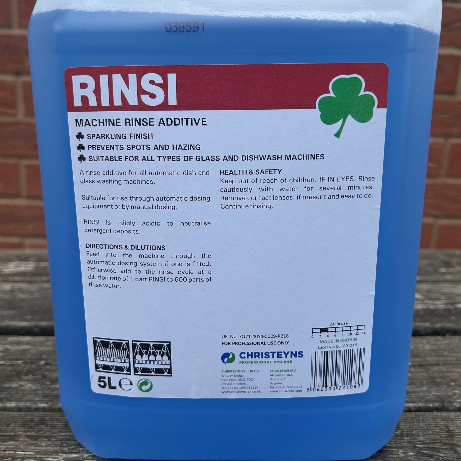 RINSI Machine Rinse Additive 5ltr - Cleaning Products UK