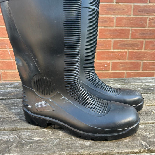Size 12 Site Black Ribbed Wellies - Cleaning Products UK