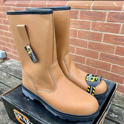 Size 13 Grafters M20BSMX Tan Leather Steel Toe Cap Rigger Boots – Lined - Cleaning Products UK