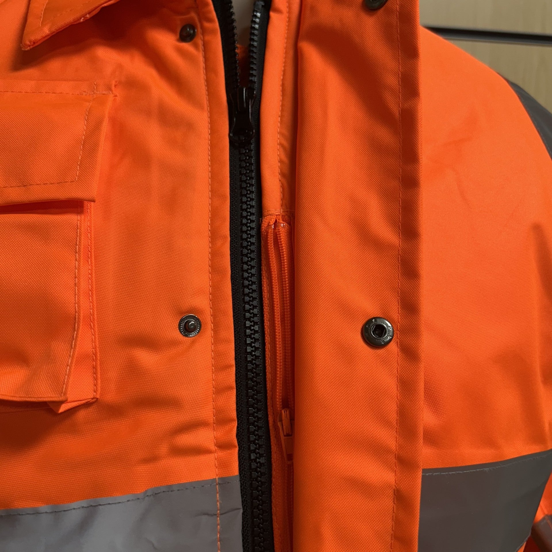 Small Hi - Vis Orange Waterproof Safety Parka Jacket - Cleaning Products UK
