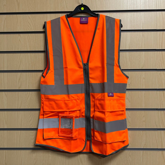 Small Women’s Superior Hi - Vis Waistcoat with Zip – Orange - Cleaning Products UK