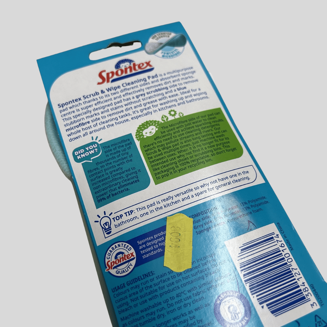 Spontex Scrub & Wipe Cleaning Pads | Dual - Action Cleaning for Home & Commercial Use - Cleaning Products UK