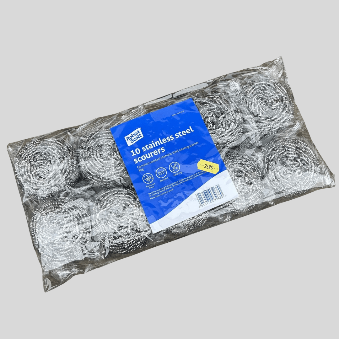 Stainless Steel Scourers PK 10 - Cleaning Products UK