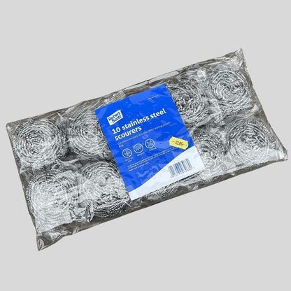 Stainless Steel Scourers PK 10 - Cleaning Products UK