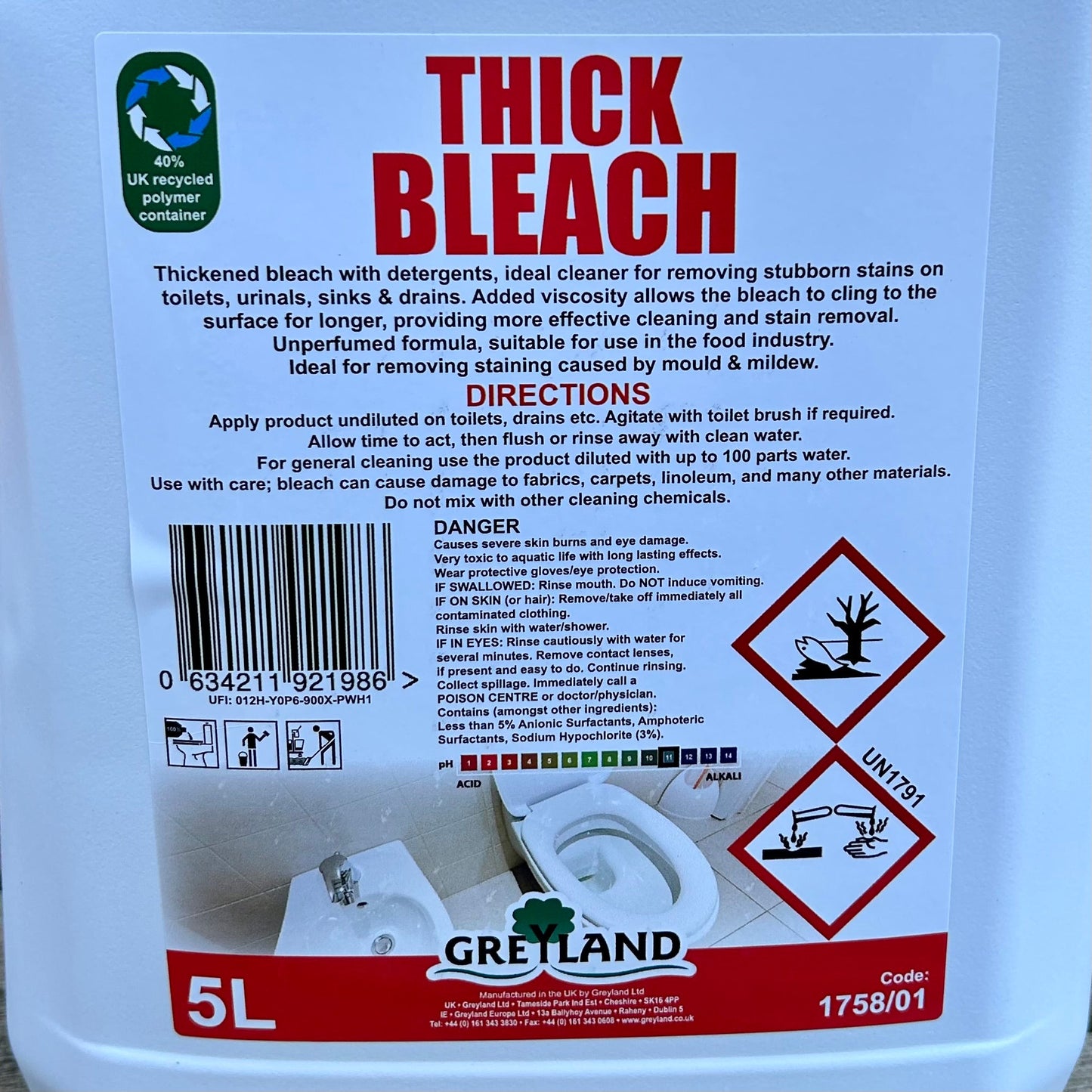 Thick Bleach 5ltr - Cleaning Products UK