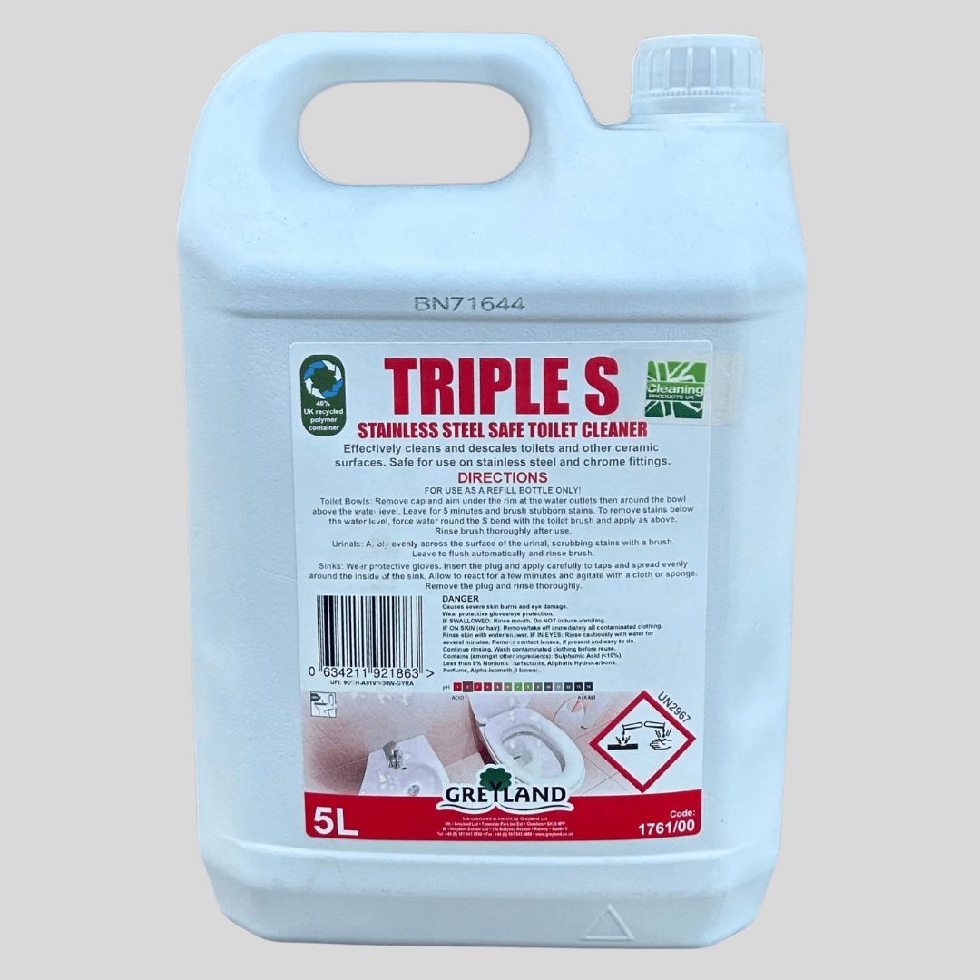 Triple Stainless Steel Safe Toilet Cleaner 5ltr - Cleaning Products UK