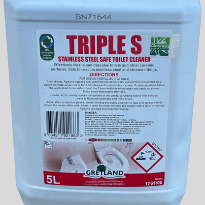 Triple Stainless Steel Safe Toilet Cleaner 5ltr - Cleaning Products UK