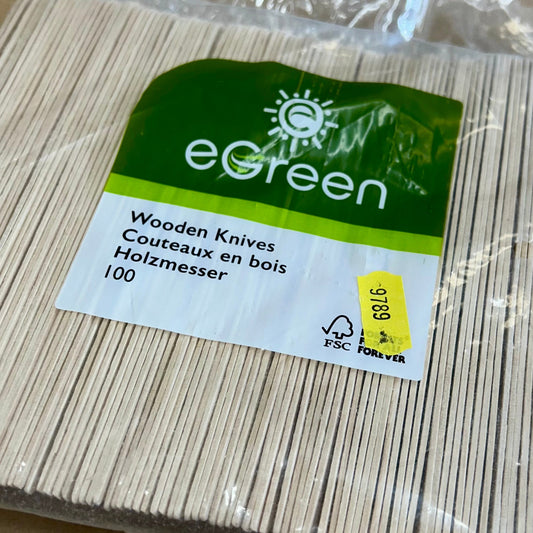 Wooden Knives – Pack of 100 | Eco - Friendly Disposable Cutlery - Cleaning Products UK